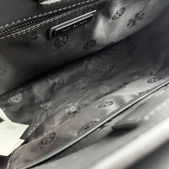 Tory Burch Black Matte Quilted Tote Bag - Picture 9 of 11